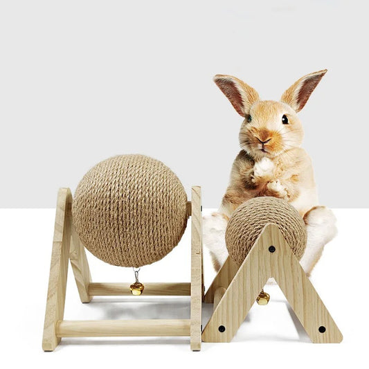 Wooden Rabbit Scratching Ball