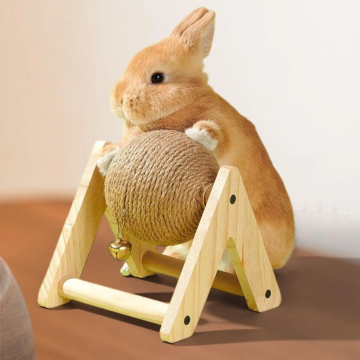 Wooden Rabbit Scratching Ball